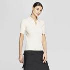 Women's Short Sleeve V-neck Pullover Sweater - Prologue Cream (ivory)