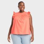 Women's Plus Size Pleated Tank Top - Universal Thread Coral