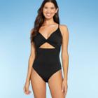 Women's Plunge Cut Out One Piece Swimsuit - Shade & Shore Black
