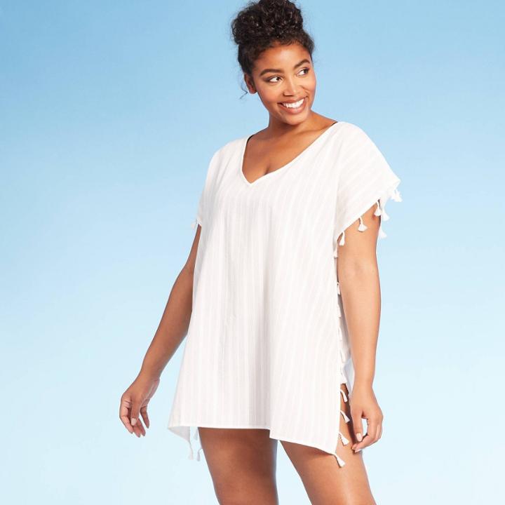 Women's Tassel Poncho Cover Up - Cover 2 Cover White