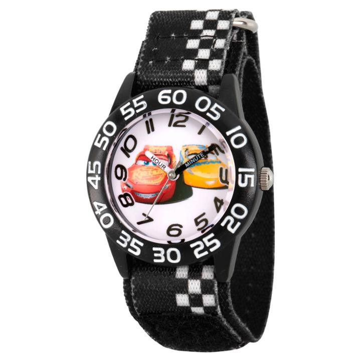 Boys' Disney Cars 3 Lightning Mcqueen And Cruz Ramirez Black Plastic Time Teacher Watch - Black, Boy's