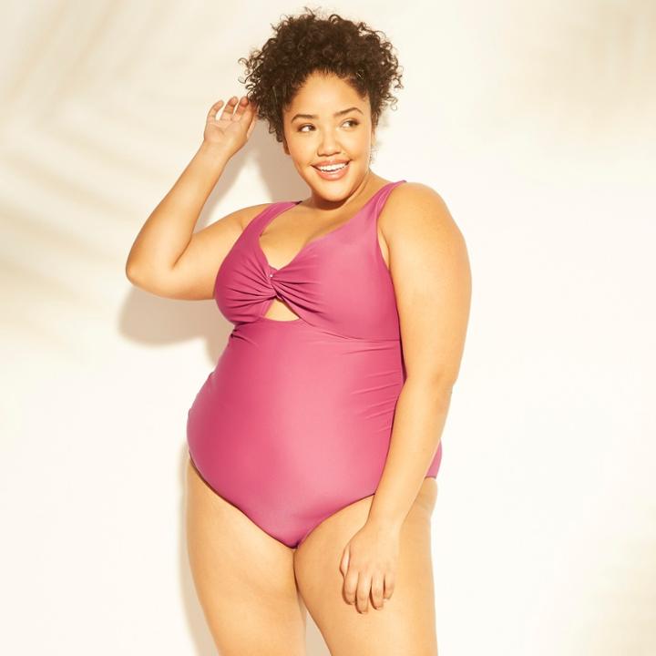 Target Women's Plus Size Twist Front Cut Out One Piece Swimsuit - Kona