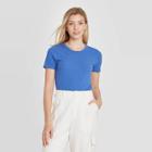 Women's Short Sleeve Rib T-shirt - A New Day Blue