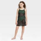 Girls' Solid Crochet Swimsuit Cover Up Dress - Art Class Black