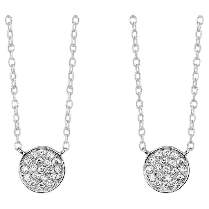 Distributed By Target Silver Plated Pave Disc Pendant 2 Piece Set - Silver