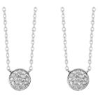 Distributed By Target Silver Plated Pave Disc Pendant 2 Piece Set - Silver