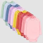 Honest Baby Girls' 10pk Rainbow Gems Organic Cotton Long Sleeve Bodysuit - Newborn, Nickel