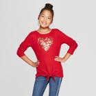 Girls' Long Sleeve Heart Cozy Pullover - Cat & Jack Red