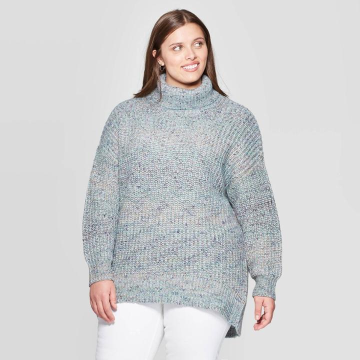 Women's Plus Size Long Sleeve Mock Turtleneck Gradient Tunic Sweater - Universal Thread , Women's,