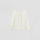 Girls' Long Sleeve Embroidered Woven Top - Cat & Jack Cream