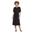 Women's Elbow Sleeve Shirred Crewneck Midi Dress - Prologue Black