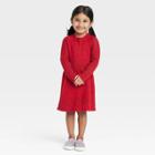 Toddler Girls' Sparkle Crochet Long Sleeve Sweater Dress - Cat & Jack Red