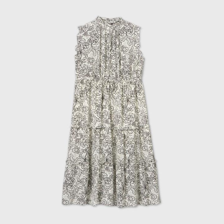 Women's Plus Size Floral Print Sleeveless Dress - Who What Wear Cream 1x, Women's, Size: