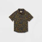 Toddler Boys' Tiger Print Challis Woven Short Sleeve Button-down Shirt - Cat & Jack Blue
