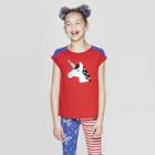 Girls' Short Sleeve Americana Flip Sequin Unicorn T-shirt - Cat & Jack Red