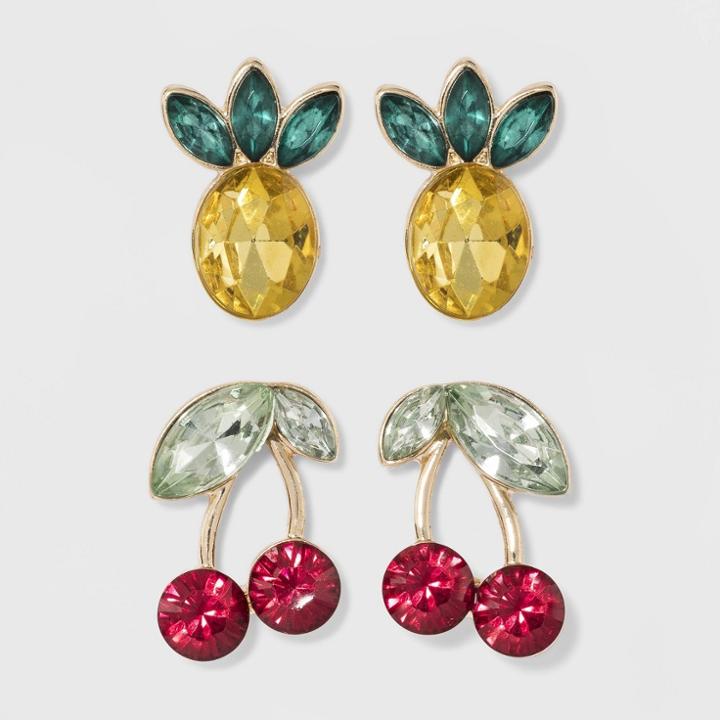 Sugarfix By Baublebar Fruity Stud Earring Set, Women's, Multicolor Rainbow