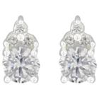 Target Button Earrings Sterling Cubic Zirconia - Silver/clear,