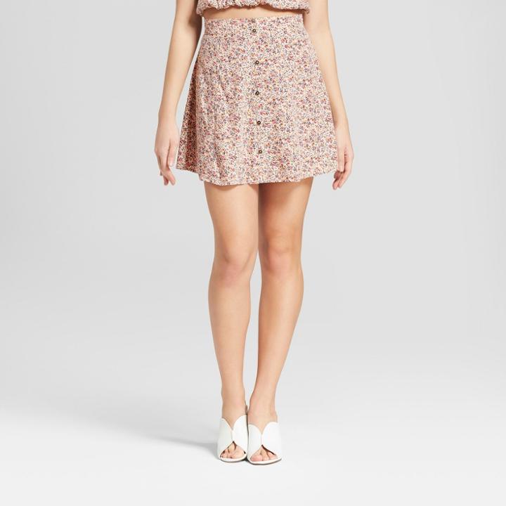 Women's Button Front Mini Skirt - Xhilaration Peach Passion
