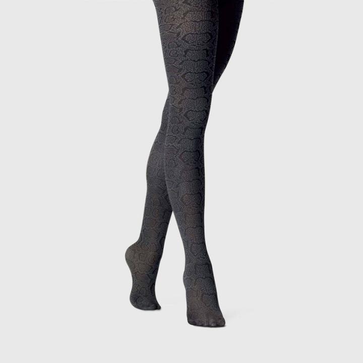 Women's Snake Skin Opaque Tights - A New Day Dark Gray 1x/2x,