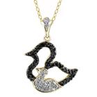 Distributed By Target Women's Sterling Silver Accent Round-cut Black And White Diamond Motherly Duck Pendant - Yellow