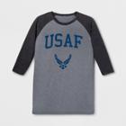 Mad Engine Men's Long Sleeve United States Air Force Crew T-shirt - Charcoal Heather