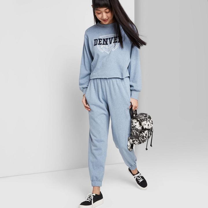 Women's High-rise Sweatpants - Wild Fable Heather Blue