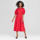 Women's Puff Sleeve Midi Dress - Who What Wear Red