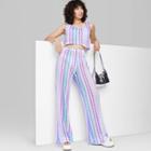 Women's High-rise Crochet Knit Flare Pants - Wild Fable Cool Multi