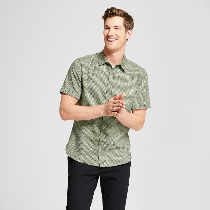 Men's Short Sleeve Novelty Button-down Shirt - Goodfellow & Co Orchid