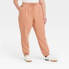 Women's Plus Size High-rise Knit Pull-on Ankle Jogger Pants - A New Day Blush Peach