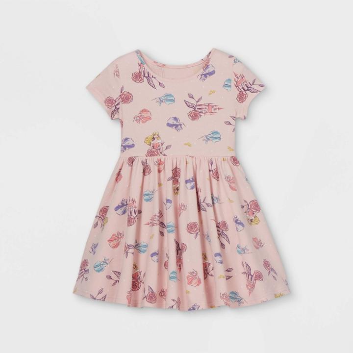 Toddler Girls' Disney Princess Aurora Short Sleeve Jersey Knit Dress -