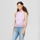 Women's Sleeveless Lace Ruffle Top - Almost Famous (juniors') Lilac