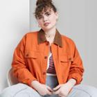 Women's Plus Size Cropped Canvas Surplus Shacket - Wild Fable Rust