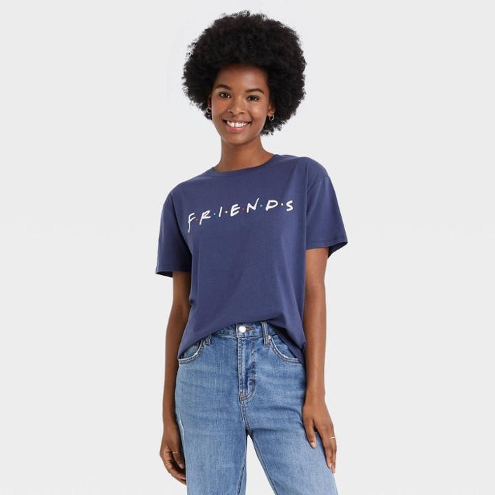 Women's Friends Logo Short Sleeve Graphic T-shirt - Navy