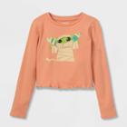 Lucas Girls' Star Wars: The Mandalorian The Child Halloween Long Sleeve Graphic T-shirt - Orange