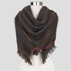 Sylvia Alexander Women's Striped Edged Stitching Blanket Scarf - Taupe (brown)