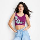 Women's Palm Print Sweater Tank Top- Future Collective With Gabriella Karefa-johnson Plum Purple/blue
