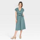 Women's Short Sleeve Wrap Dress - Universal Thread Teal Blue