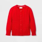 Toddler Girls' Uniform Cable Knit Cardigan - Cat & Jack Red