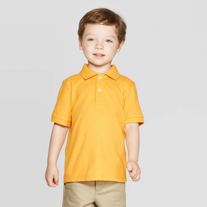 Toddler Boys' Short Sleeve Pique Uniform Polo Shirt - Cat & Jack Gold