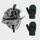 Toddler Boys' Faux Fur Trapper And Basic Magic Mittens Set - Cat & Jack Gray
