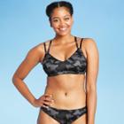 Women's Strappy Racerback Bikini Top - All In Motion Black Camo Print
