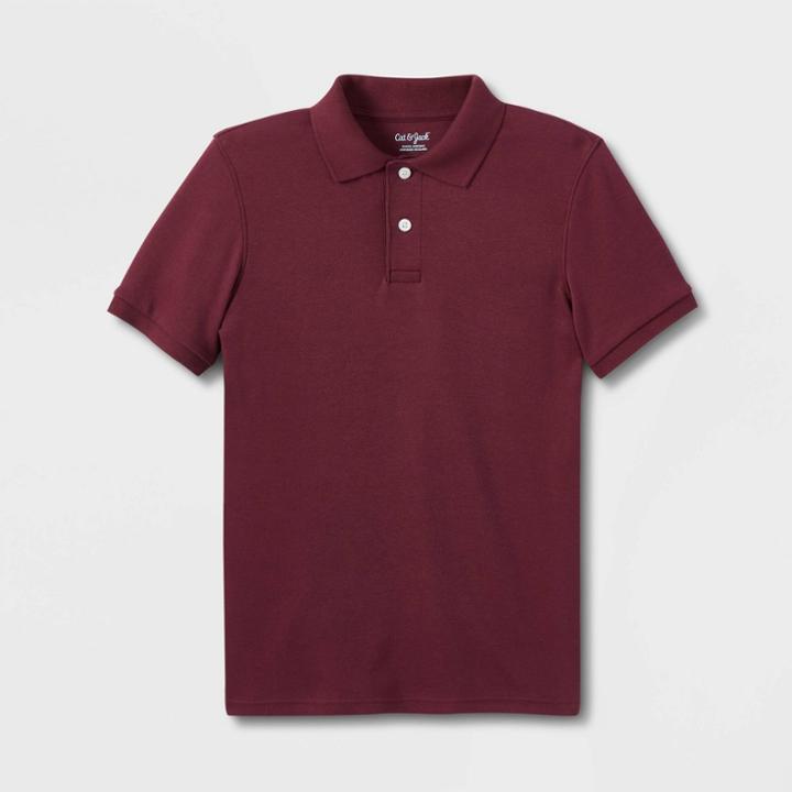Boys' Short Sleeve Interlock Uniform Polo Shirt - Cat & Jack Burgundy