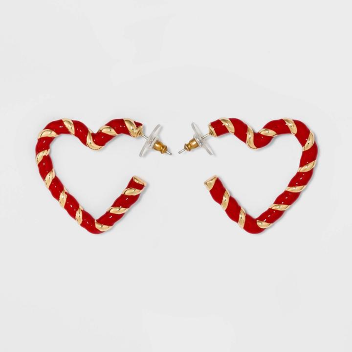 Sugarfix By Baublebar Two-tone Braided Heart Hoop Earrings - Red