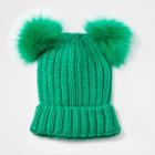 Girls' Iceland Faux Fur Pom Beanie - Cat & Jack Red