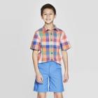 Boys' Short Sleeve Button-down Shirt - Cat & Jack Almond Cream S,