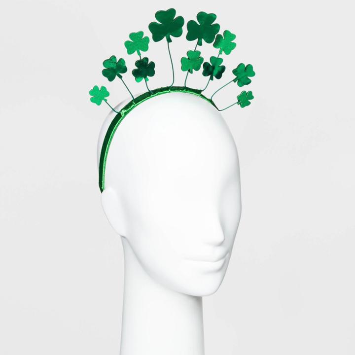 No Brand St. Patrick's Day Plastic Glitter Shamrock Headband - Green, Women's