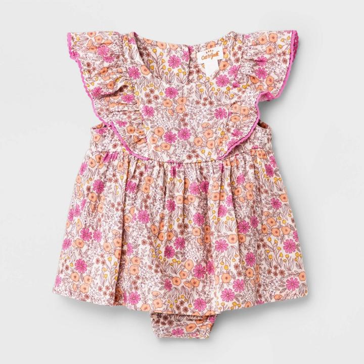 Baby Girls' Floral Sunsuit - Cat & Jack Peach Orange