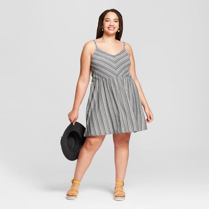Women's Plus Size Striped Knit Dress - Universal Thread Black/white