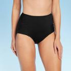 Women's Full Coverage Ruched High Waist Bikini Bottom - Kona Sol Black Xl, Black Universe
